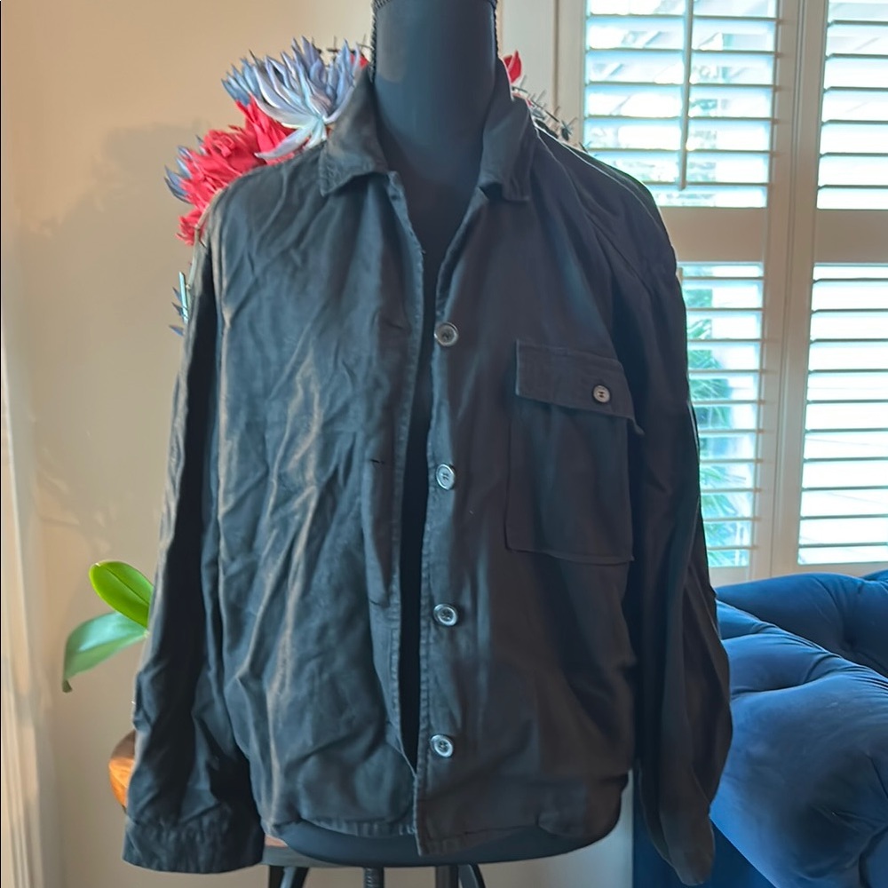 Black Lightweight Shirt Jacket with Red Accents